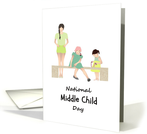 National Middle Child Day August Fun Sketch of Three Sisters card