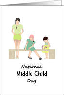 National Middle Child Day August Fun Sketch of Three Sisters card