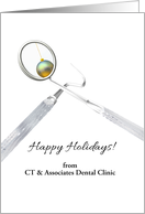 Happy Holidays From Dental Clinic Bauble Reflection In Dental Mirror card