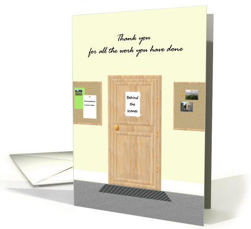 Thank you for work done behind the scenes, business idioms card