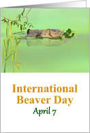 International Beaver Day April 7 Beaver Carrying Branches card