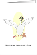 Baby Shower with Mother Goose Theme Goose Wearing Floral Bonnet card