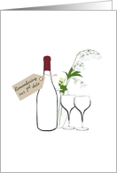 1st Date Anniversary Bottle Of Wine And Glasses Vase Of Flowers card