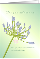 Converting to Judaism, Star of David and agapanthus flower, for her card