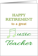 Congratulations to Music Teacher on Retirement 16th Note Semiquaver card