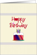 Birthday colorful cake and candles card