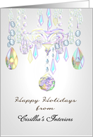 Happy holidays from interior decorating company crystal chandelier card