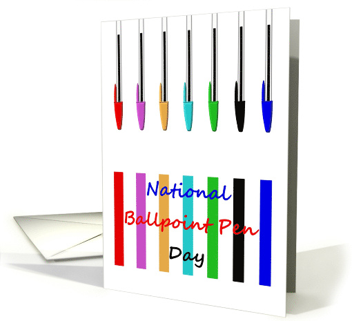Ballpoint Pen Day June 10 Lineup of Colorful Pens card (1437308)