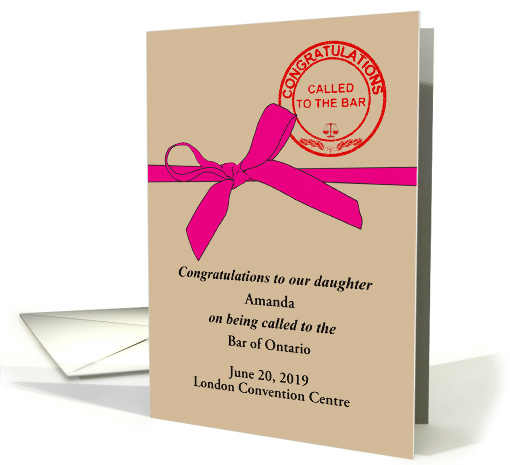 Daughter Called to the Bar Custom Name Bar Date Courthouse card