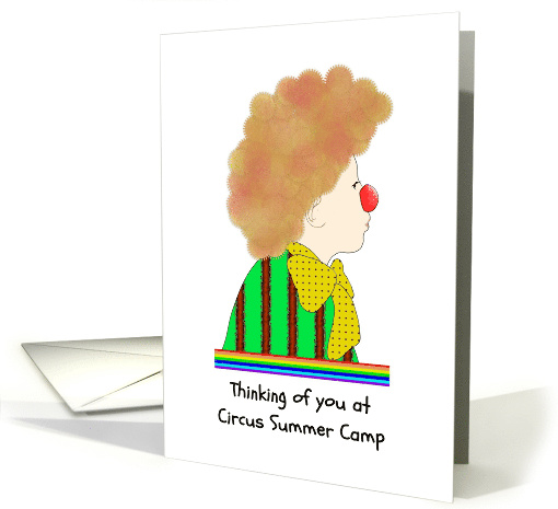 Thinking of You at Circus Summer Camp Young Girl in Clown Outfit card