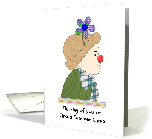 Thinking of You at Circus Summer Camp Young Boy in Clown Outfit card