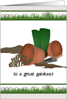 Birthday For Someone Who Loves Gardening Greeting Spilling From Pot card