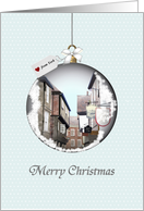 Christmas Bauble With Reflection Of Shambles Old Street York England card