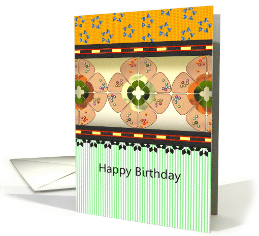Fabric Design Colorful Floral Edge Birthday card (1439906)