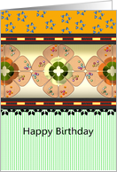 Fabric Design Colorful Floral Edge Birthday card