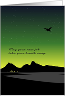 New Job As Flight Attendant Aeroplane Taking Off At Dusk card