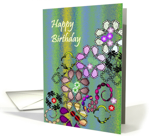 Birthday, abstract colorful florals tumbling down card (1440768)