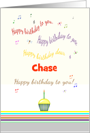 Custom Birthday Song Music Notes Dragonflies Cupcake Candle card