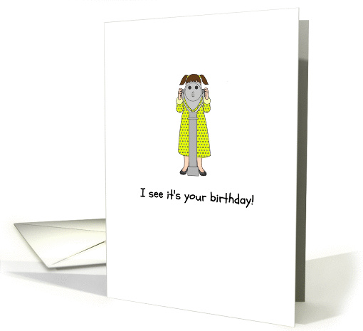 Girl looking through telescope, I see it's your birthday! card