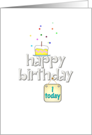 1st birthday, discovering cake, candle on cartoon cake card
