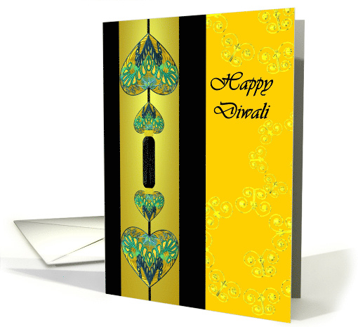 Diwali, Colorful Patterned Hearts in Shades of Yellow... (1443816)