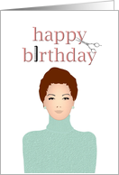 Birthday for Hairdresser Lady With Short Haircut card