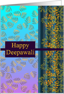Deepawali Colorful Abstract Foliage Gold Color on Blue and Lilac card