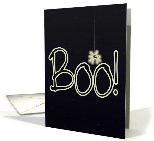 Happy Halloween Boo! Glowing spider on silk thread card (1444134)