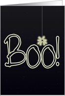 Happy Halloween Boo! Glowing spider on silk thread card