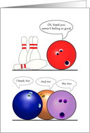 Get Well From All Of Us Cartoon Bowling Balls With Facial Features card