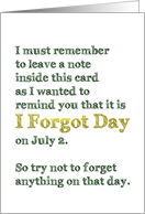 I Forgot Day Forgot...