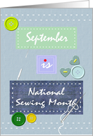 National Sewing Month September Message Sewn on Fabric card