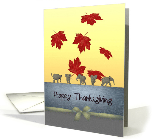Thanksgiving with Elephant Theme Playful Elephants in a Row card