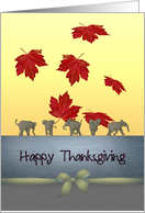 Thanksgiving with Elephant Theme Playful Elephants in a Row card