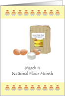 National Flour Month March Bag of Flour Measuring Cup and Eggs card