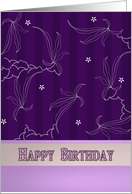 Birthday Abstract White Foliage On Purple card