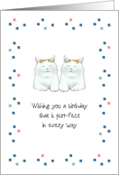 Cute Cartoon Cats Sitting Side by Side Birthday card