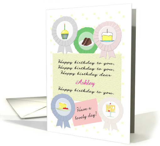 Custom Birthday Song Cake Ribbons and Notelet card (1446868)