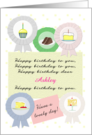 Custom Birthday Song Cake Ribbons and Notelet card
