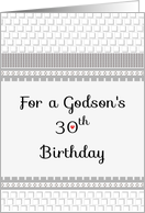 Godson’s 30th Birthday Geometric Patterns in White and Grey card