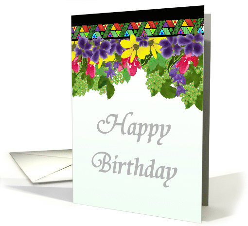 Birthday Bright Colorful Flowers And Foliage card (1447838)