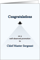 Promotion to Chief Master Sergeant in Air Force Jet Soaring In Sky card