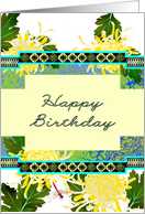 Birthday Pretty Yellow Chrysanthemums And Dragonfly card