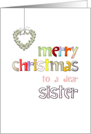 Colorful Christmas Greeting For Sister Little Sleigh Bells Ornament card