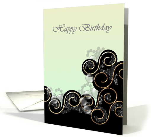 Abstract wave forms in black and gold, birthday card (1449504)