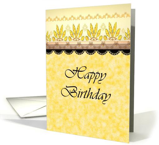 Birthday Geometric Border Design In Yellow Gold Black And Beige card