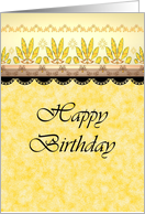 Birthday Geometric Border Design In Yellow Gold Black And Beige card