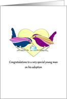 Congratulations To Adopted Boy Parent Birds And A Little Bird card