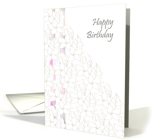Birthday Bluish Pink Stripes Behind White Florals And Foliage card