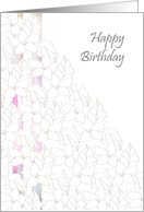 Birthday Bluish Pink Stripes Behind White Florals And Foliage card